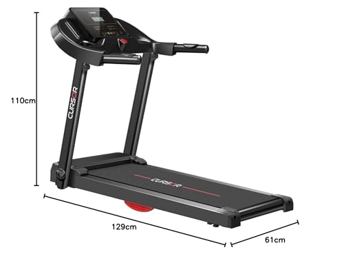 CURSOR Fitness Cinta de Correr para Casa Plegable 14km/h, Cintas de Correr con Pulsómetro y Motor Silencioso Mejorado, Treadmill para Casa con 12 Programas de Entrenamiento, Carga Máxima 136KG