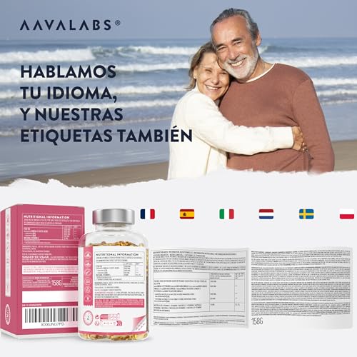 AAVALABS Omega 3 2000mg por dosis diaria (2 cápsulas) - 1000mg de EPA + 500mg de DHA - Ácidos Grasos de Alta Potencia - Destilado Molecularmente - 120 Cápsulas - 60 días de suministro