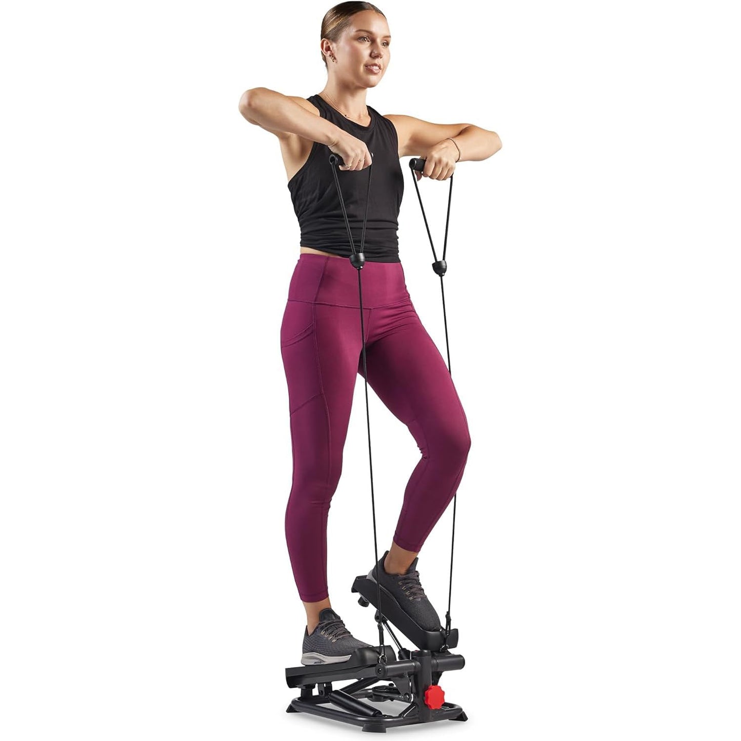 Sunny Health & Fitness - Stepper Inteligente para el hogar, de bajo Impacto y con Bandas de Resistencia - SF-S0978SMART