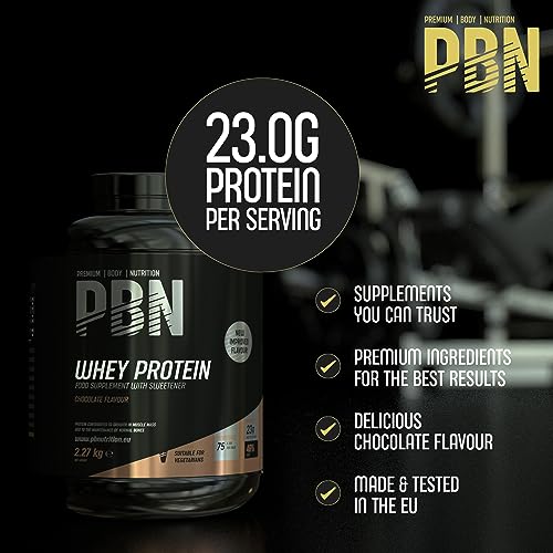 Premium Body Nutrition - Proteína de suero de leche en polvo, 2.27 kg (Paquete de 1), sabor Chocolate, sabor optimizado