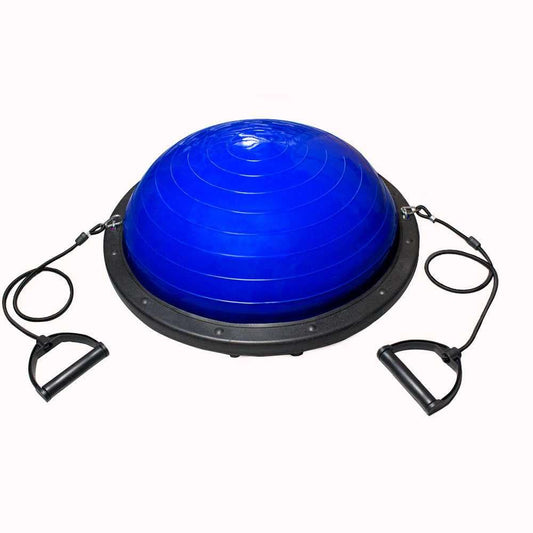 OcioDual Entrenador de Equilibrio, Media Bola Equilibrio Fitness Bos Balance Trainer Ball, Pliometria, Propiocepcion, Pelota Antideslizante con Inflador y Bandas de Resistencia, Azul