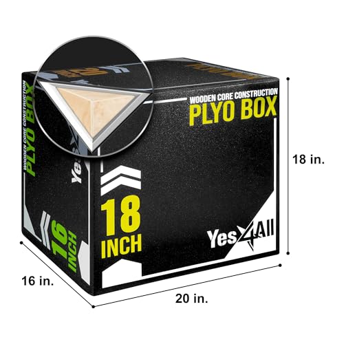 Yes4All UYSN - Caja pliométrica Suave con núcleo de Madera, 20 x 18 x 16 Pulgadas, Hecha de Espuma Suave, Crossfit, MMA, Entrenamiento pliométrico, Caja de Salto 3 en 1 con núcleo de Madera, versión