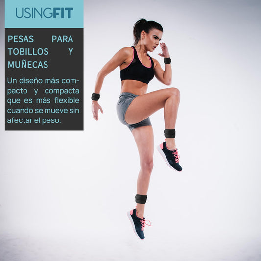 USINGFIT Tobilleras Pesas de Algodón 2 * 0,5kg / 2 * 1kg / 2 * 1,5kg / 2 * 2kg / 2 * 3kg Pesas Muñecas Tobillos Piernas Muñequeras Lastradas, Negro