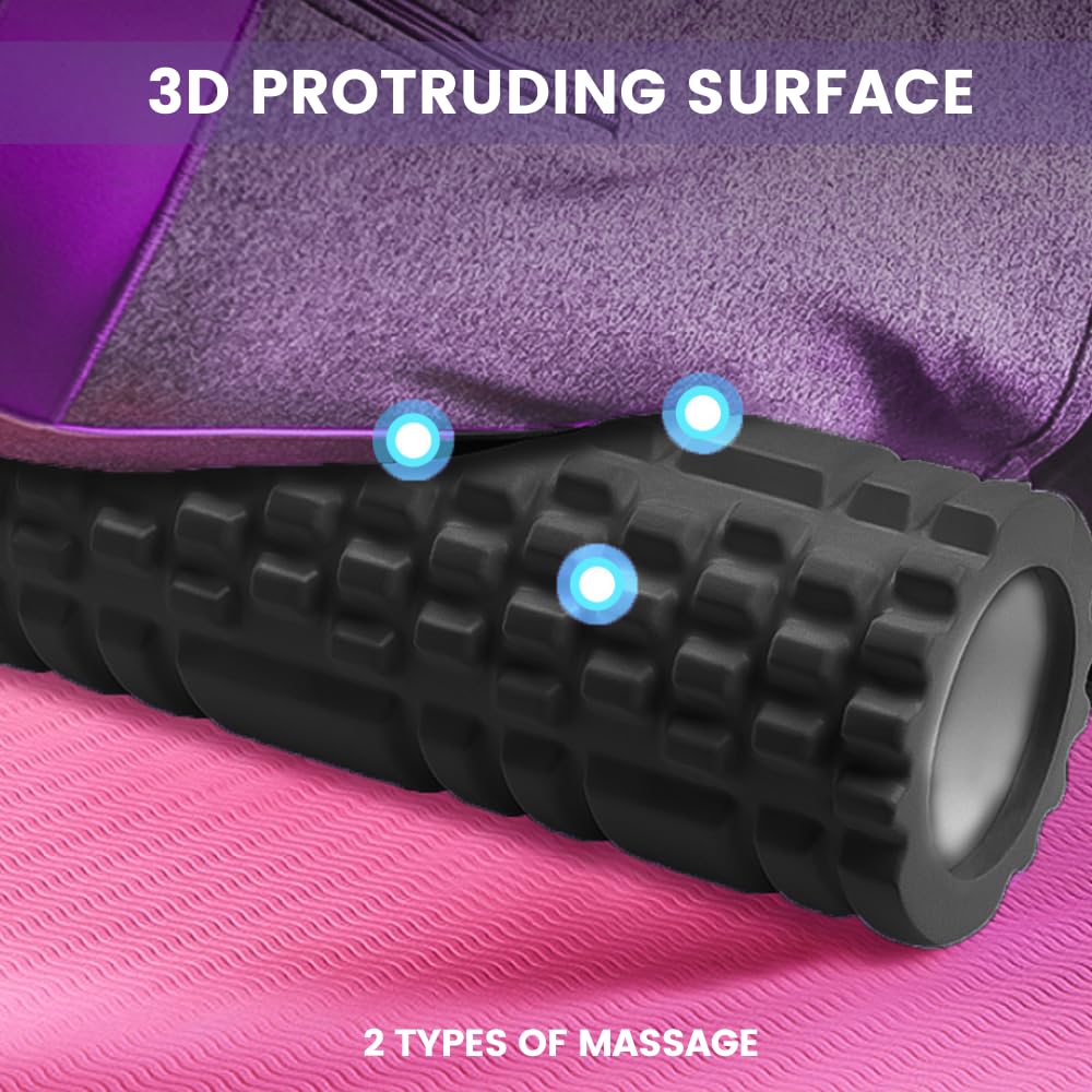 Rodillo Masajeador. Rodillo de Espuma para Terapia y Masaje Muscular. Rodillo de Pilates y Yoga. Fitness Foam Roller. Cilindro de gomaespuma para alivio de dolores y entrenamiento. 33x14cm