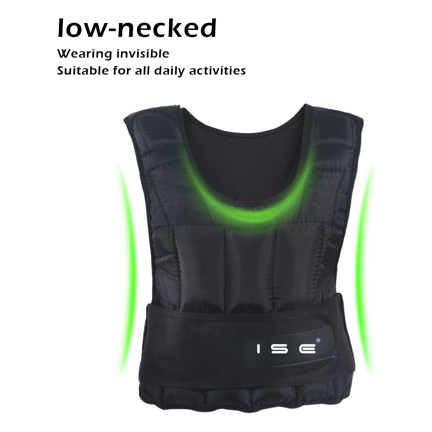 ISE Chaleco Lastrado Crossfit, Tejidos de Oxford, Chaleco Running, Chaleco Lastre con Pesas Ajustable, Weighted Vest con pesas 25kg, Chaleco Peso Entrenamiento negro, Chaleco Con Peso Para Entrenar