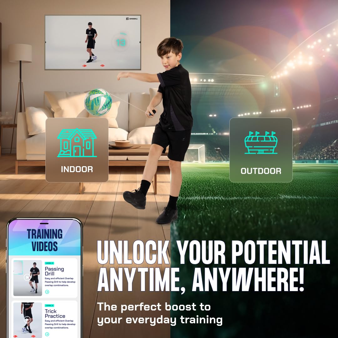 SenseBall Balón de Fútbol App Nivel Pro Talla 2 | Entrenamiento Diario para Jugadores Avanzados | Mejora Habilidad y Control con Programa de Entrenador Profesional y 50+ Vídeos de Ejercicios
