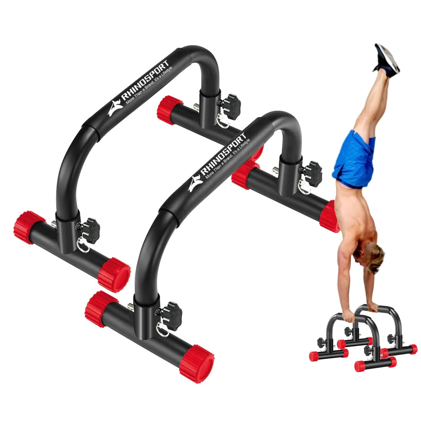 RHINOSPORT Barras parallettes para calistenia de inmersión, equipo de calistenia, 10.2 pulgadas de alto, 300 kg, capacidad de peso, entrenamiento de fuerza, entrenamiento de gimnasio en casa [19.6 x
