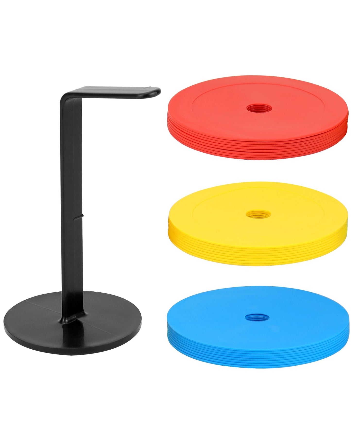 QWORK® Paquete de 24 Conos Futbol Planos 15cm, Conos entrenamientode Flexibles para fútbol, Baloncesto, Balonmano y más - Naranja, Amarillo, Azul