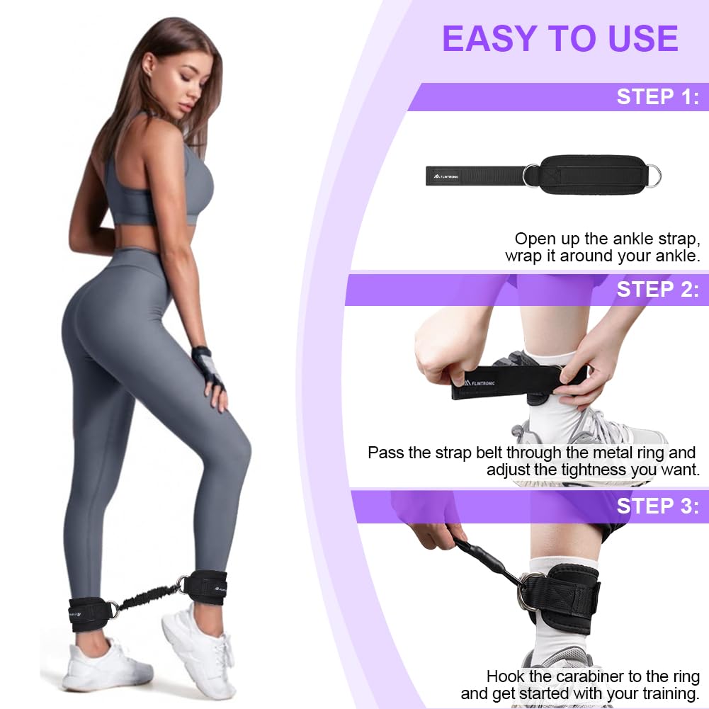flintronic Bandas de Resistencia de Tobillo, Banda de Resistencia de Tobillo, Tobillera para Polea para Piernas para Tonificar Músculos, Entrenar Piernas y Glúteos para Hombres y Mujeres