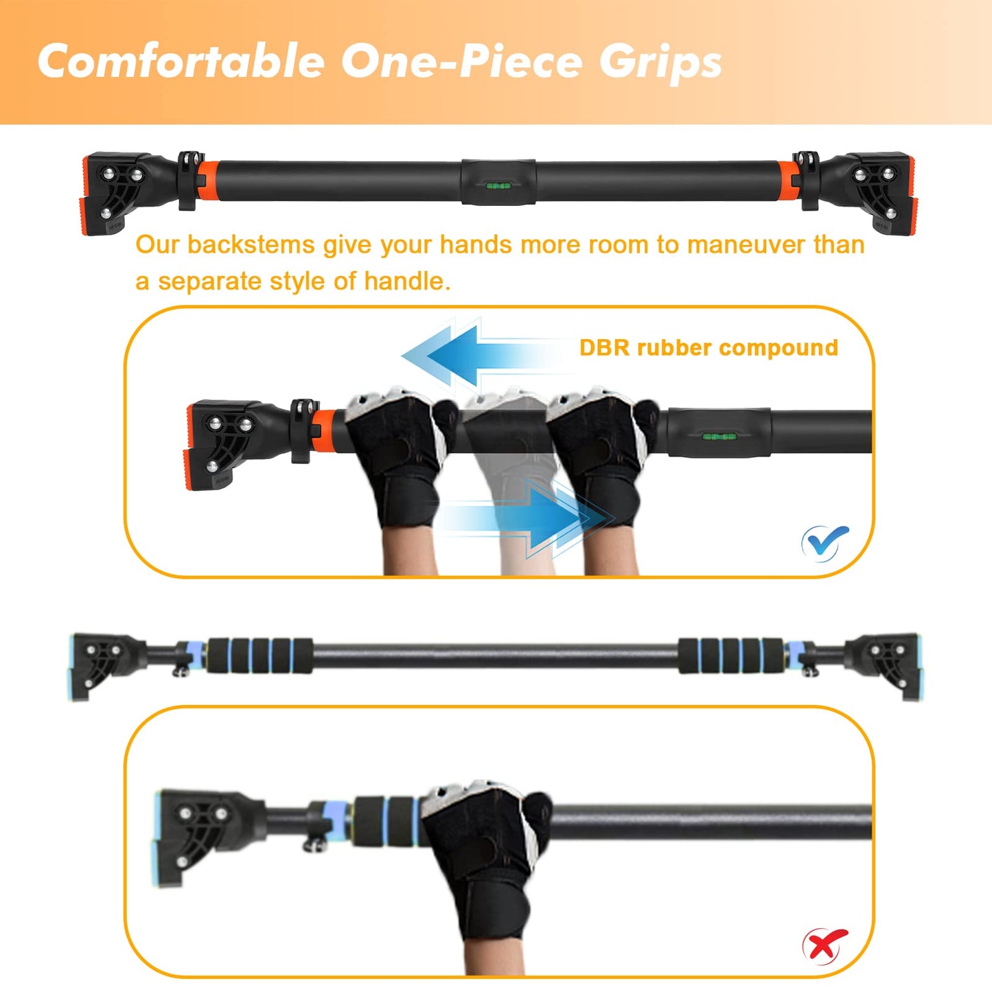 AETKFO Barra de Dominadas sin Tornillos, Barra de Ejercicio para Pared, Ajustable 72cm - 110cm, hasta 200 kg, Barra de Entrenamiento para Puerta Bloqueo Auto para Gimnasio en Casa Entrenamiento Físico