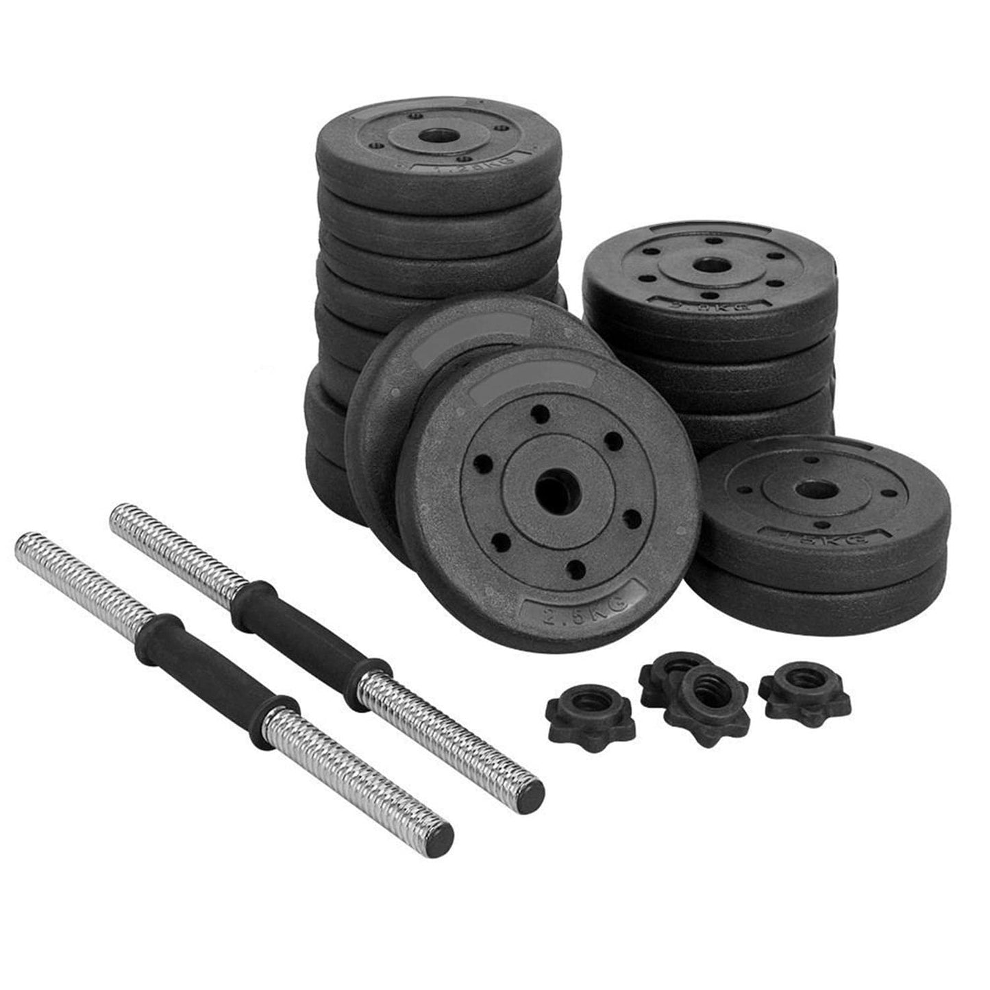 Yaheetech Mancuernas Ajustables 2x15 kg Pesos Fitness Entrenamiento con Barras de Acero y Discos Juego de Pesas Musculacion con Cerraduras de Estrella