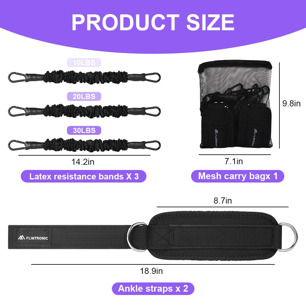 flintronic Bandas de Resistencia de Tobillo, Banda de Resistencia de Tobillo, Tobillera para Polea para Piernas para Tonificar Músculos, Entrenar Piernas y Glúteos para Hombres y Mujeres