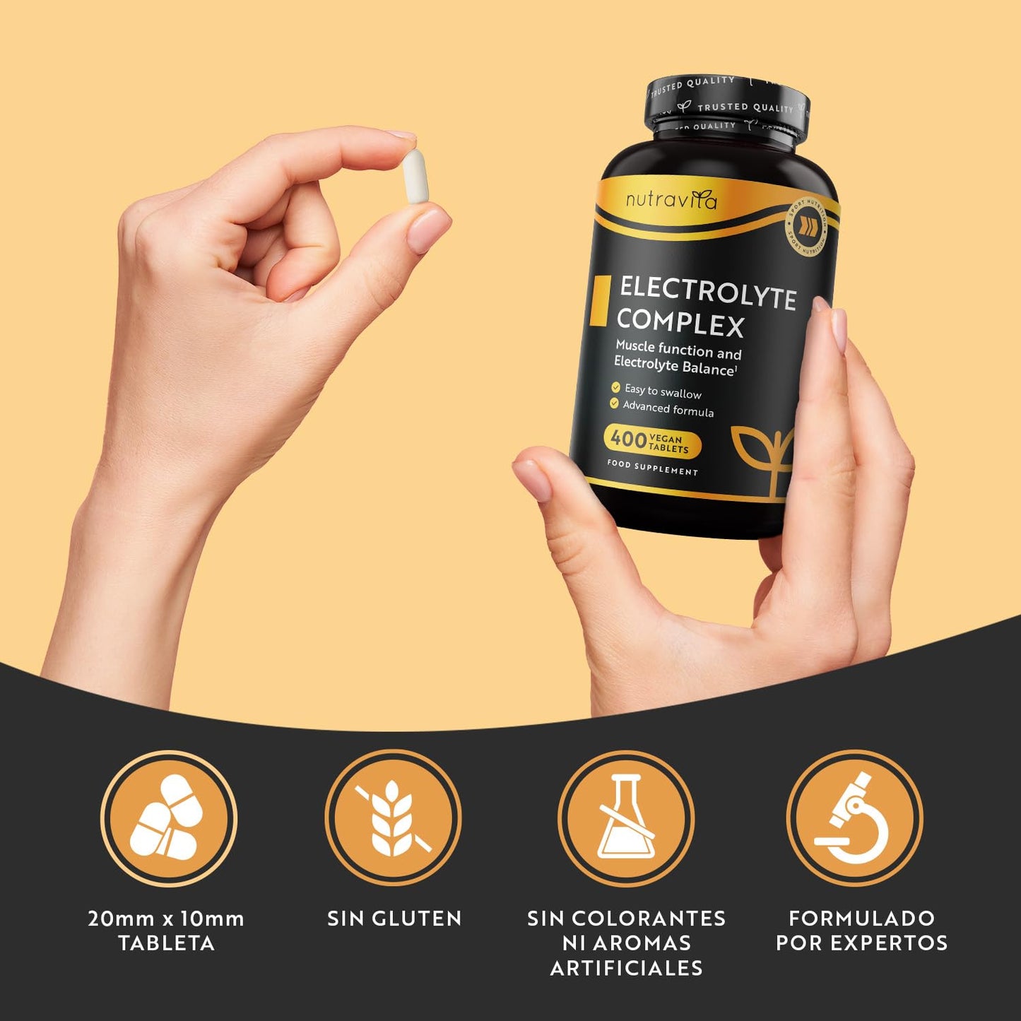 Electrolitos Complejo 900mg, 400 Comprimidos para 13 Meses mit Calcio Magnesio Potasio Calcio Cloruro y Sodio - Electrolitos sin Azucar y Electrolitos Hidratacion - Electrolytes de Nutravita