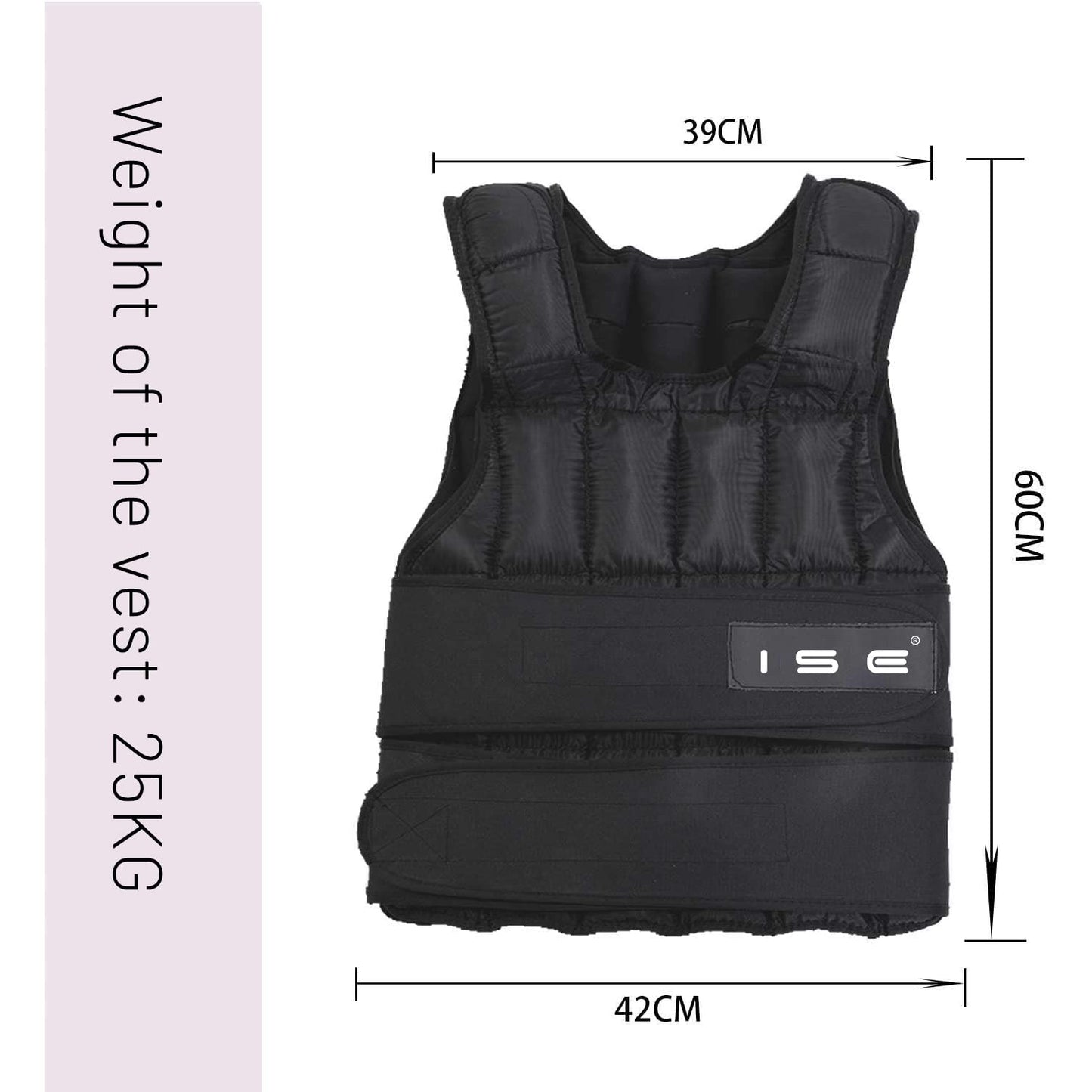 ISE Chaleco Lastrado Crossfit, Tejidos de Oxford, Chaleco Running, Chaleco Lastre con Pesas Ajustable, Weighted Vest con pesas 25kg, Chaleco Peso Entrenamiento negro, Chaleco Con Peso Para Entrenar