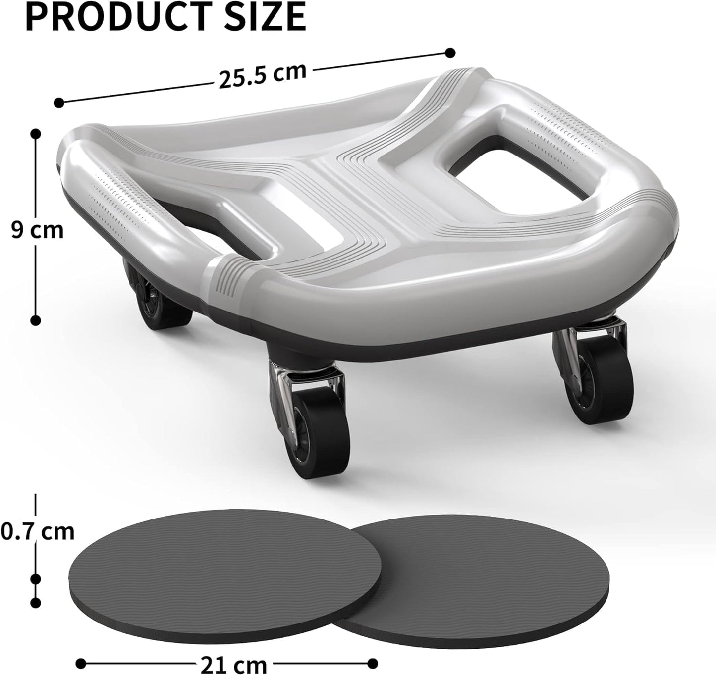 PROIRON Rueda Abdominal, 4 Ruedas Ejercitador Abdominal Placa Deslizante Multifunción, con Alfombrilla para Rodillas, para Ejercicio Abdominales en Casa y Gimnasio, Gris