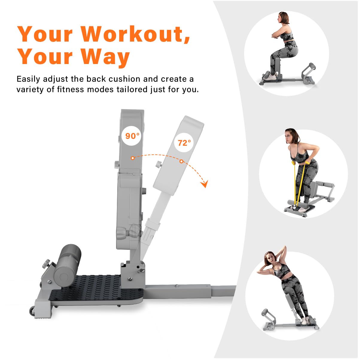 TODO Maquina Sissy Squat Multifunción, 3 in 1 máquina de Sentadillas, de Abdominales, de Ejercicio de piernas, Gimnasio en casa Carga máxima 120 kg