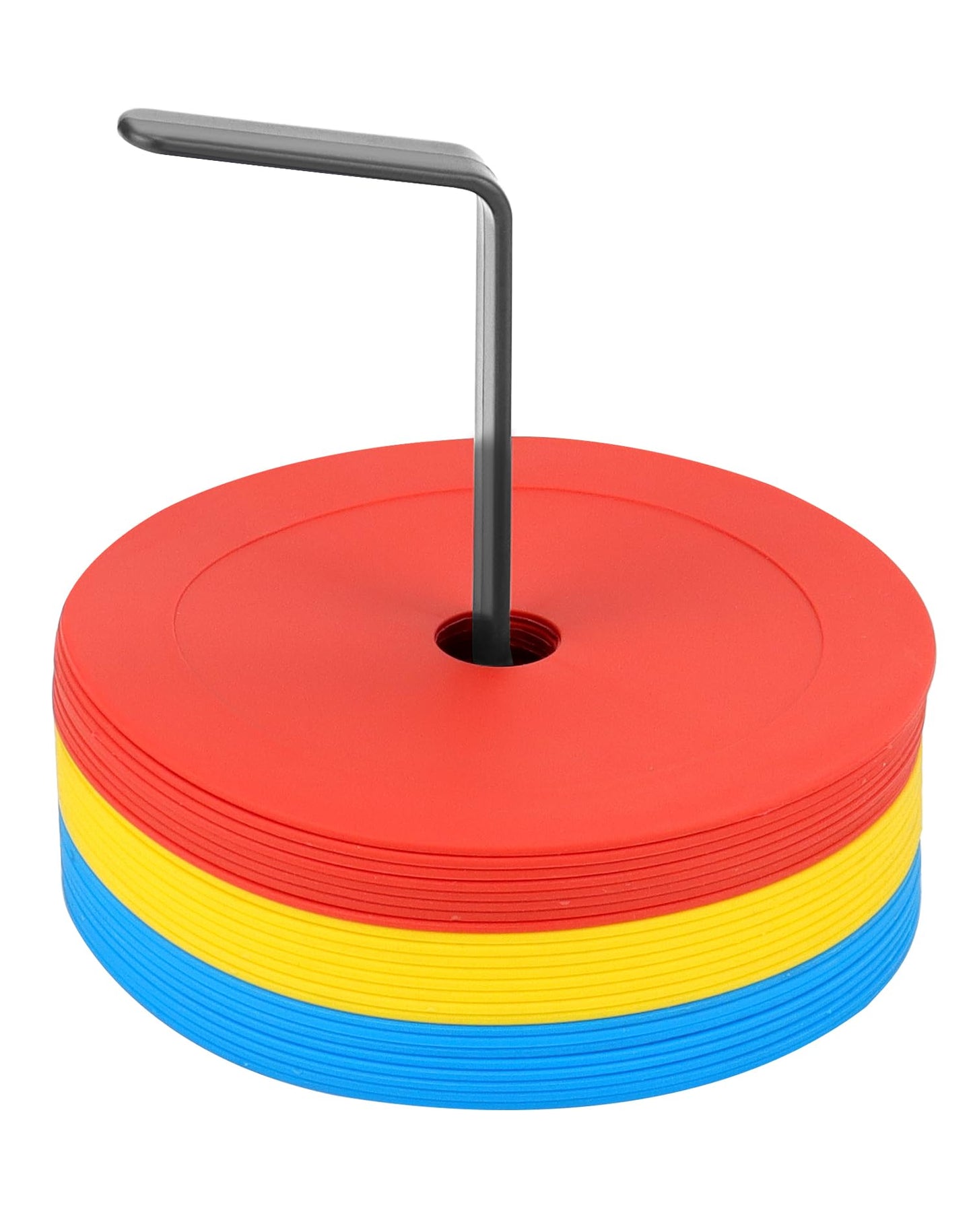 QWORK® Paquete de 24 Conos Futbol Planos 15cm, Conos entrenamientode Flexibles para fútbol, Baloncesto, Balonmano y más - Naranja, Amarillo, Azul