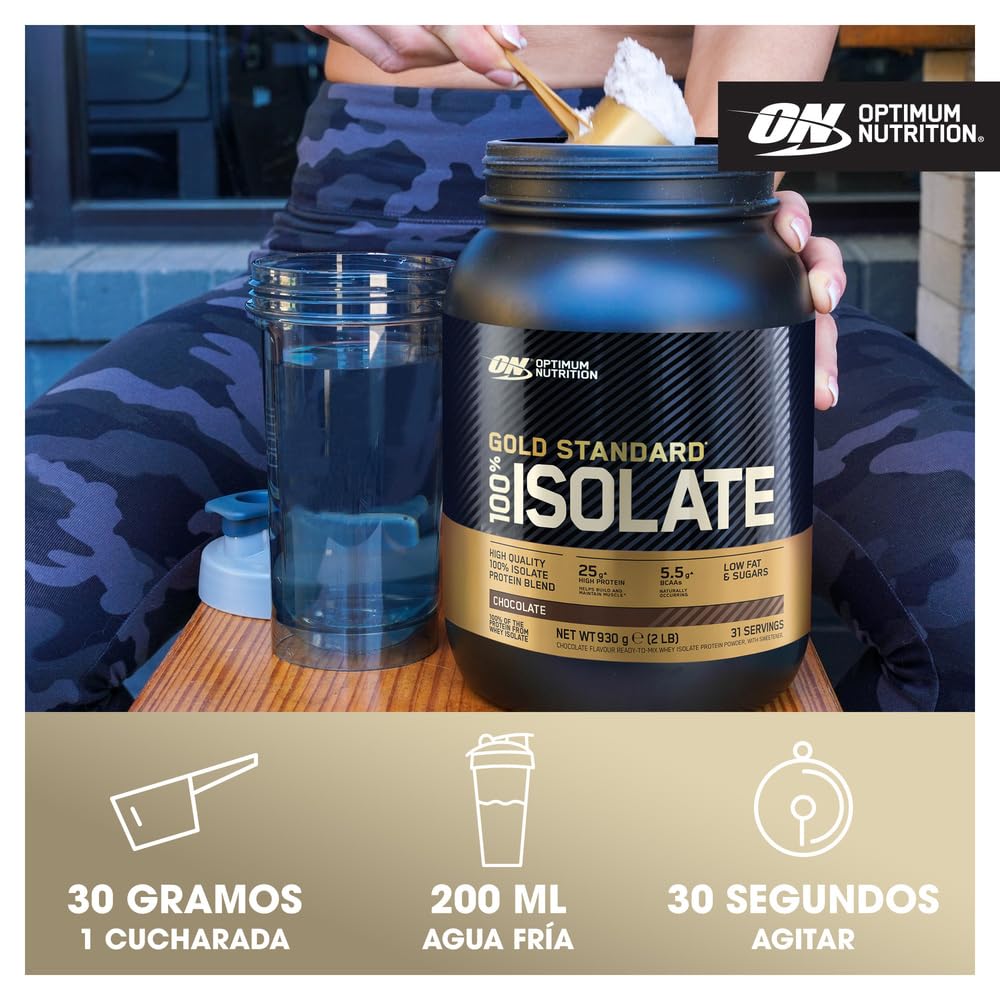 Optimum Nutrition Gold Standard 100% Proteína de Suero Aislada en Polvo, Sabor Vainilla, 930g, 31 Servicios