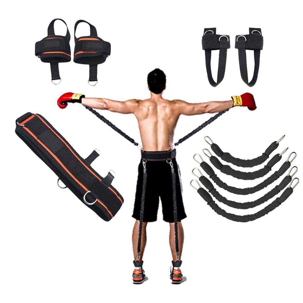 YNXing Cuerda de Entrenamiento de Fuerza para Boxeo, Baloncesto, Valla Entrenamiento Resistencia Cuerda elástica Azul Cuerda de tensión Equipo de Fitness (Negro)