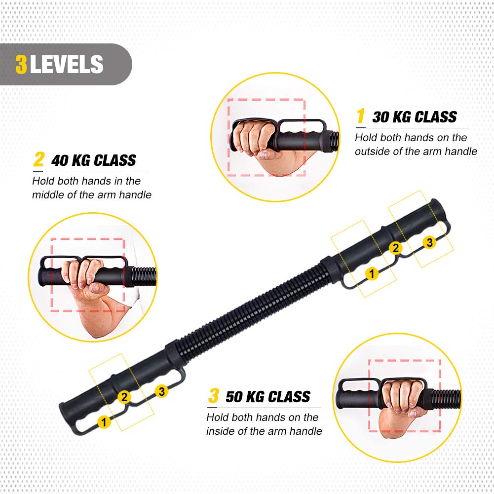 Professioinal Power Twister Ajustable 3 Modos de Peso, Heavy Duty Spring Chest Expander para Ejercicios de Hombro 30 kg, 40 kg, 50 kg 3 en 1 …