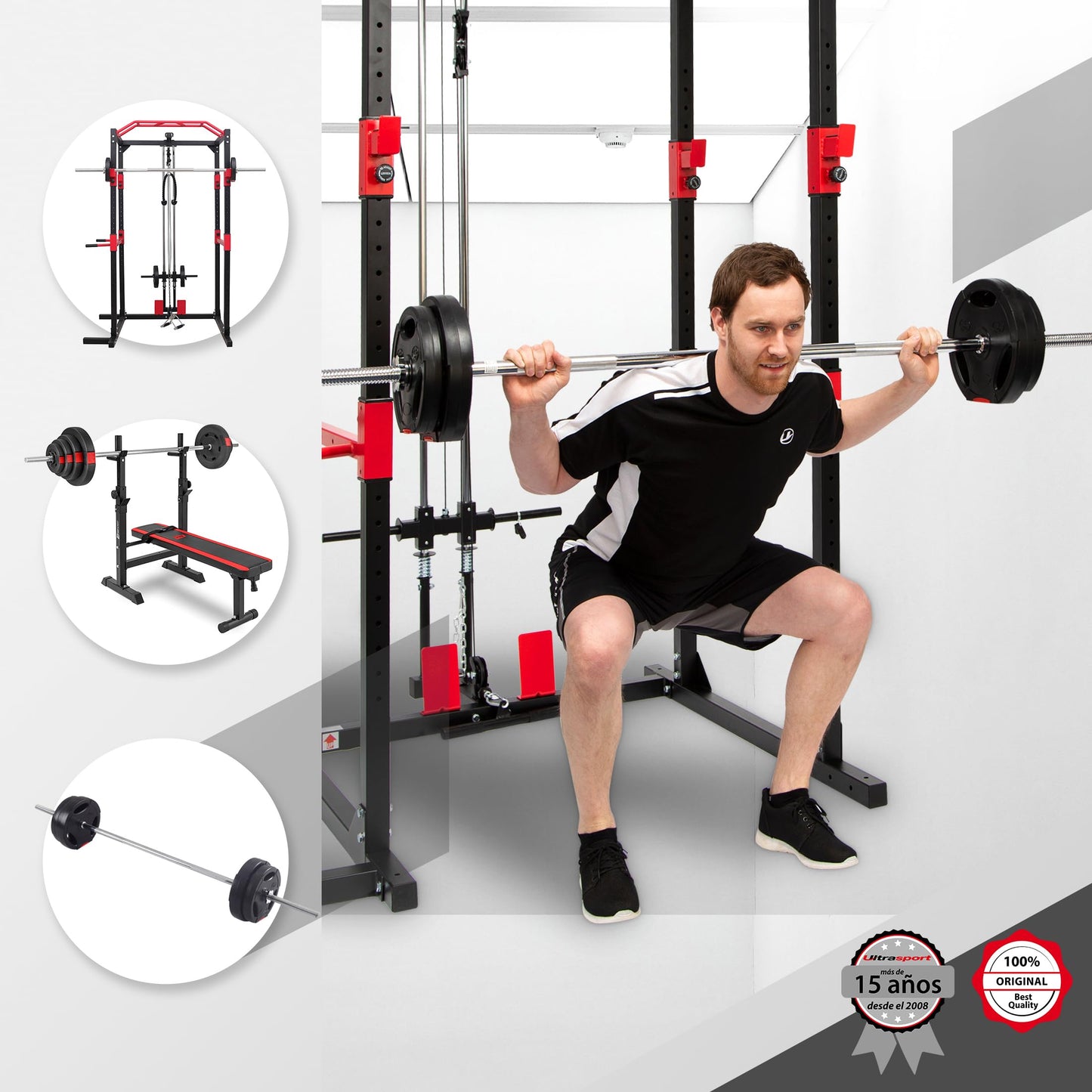 Ultrasport Placas de Peso, Unisex-Adulto, Negro, peso-15 Kg