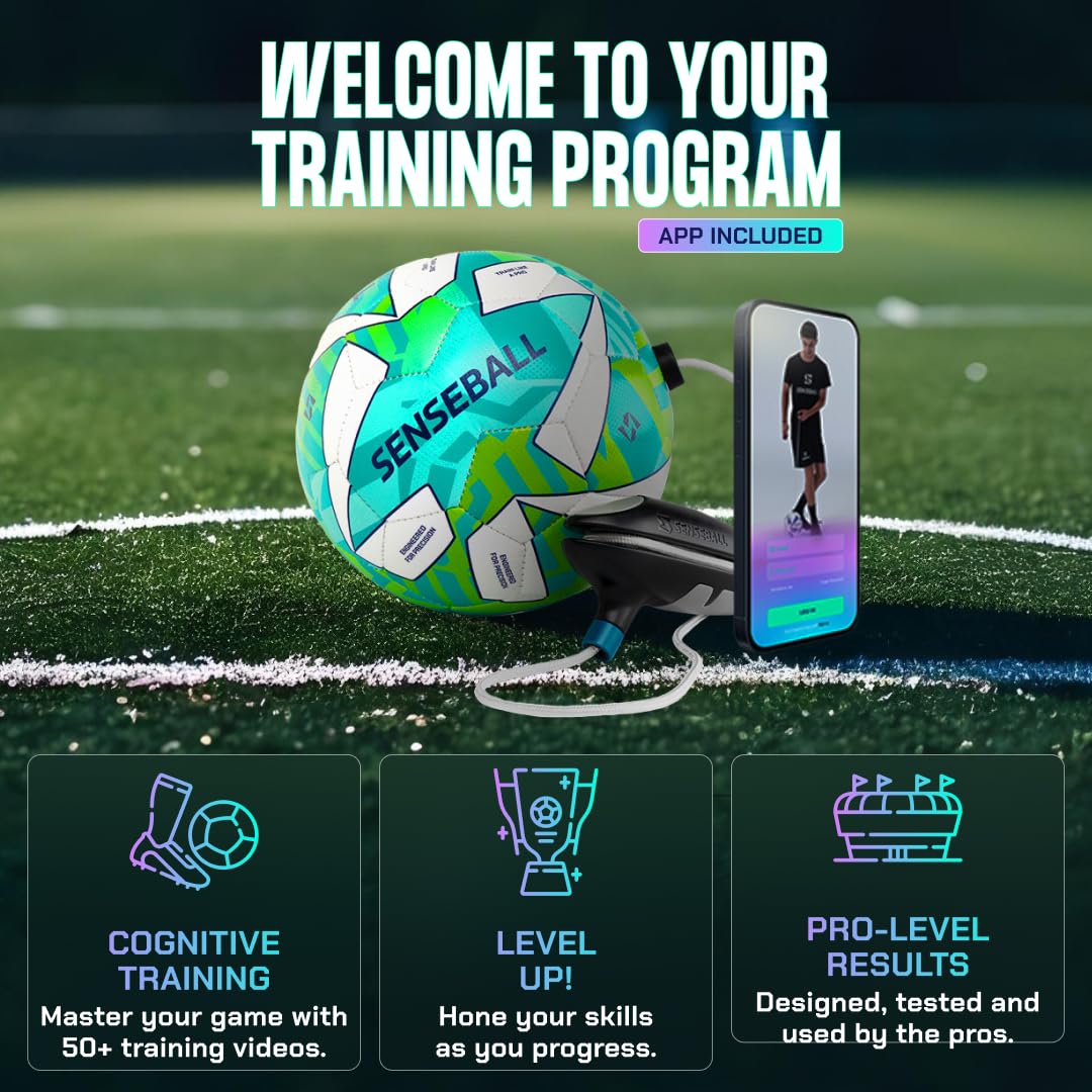 SenseBall Balón de Fútbol App Nivel Pro Talla 2 | Entrenamiento Diario para Jugadores Avanzados | Mejora Habilidad y Control con Programa de Entrenador Profesional y 50+ Vídeos de Ejercicios