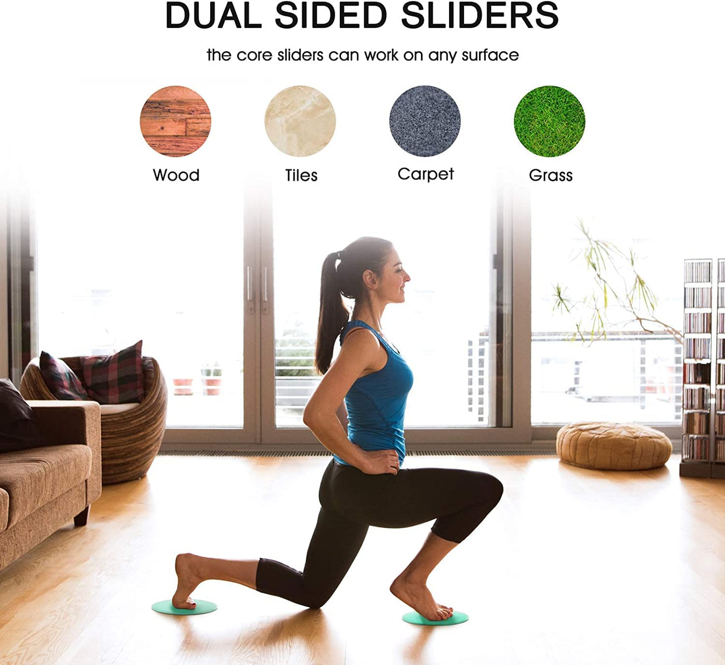 Tuokay, 2 Piezas Sliders de Ejercicio Discos Deslizantes para Fitness Abdominales, Discos Doble Cara Deslizantes para Hogar, Yoga, Fitness, Pilates, Ejercicios de Cuerpo, Moquetas y Solería