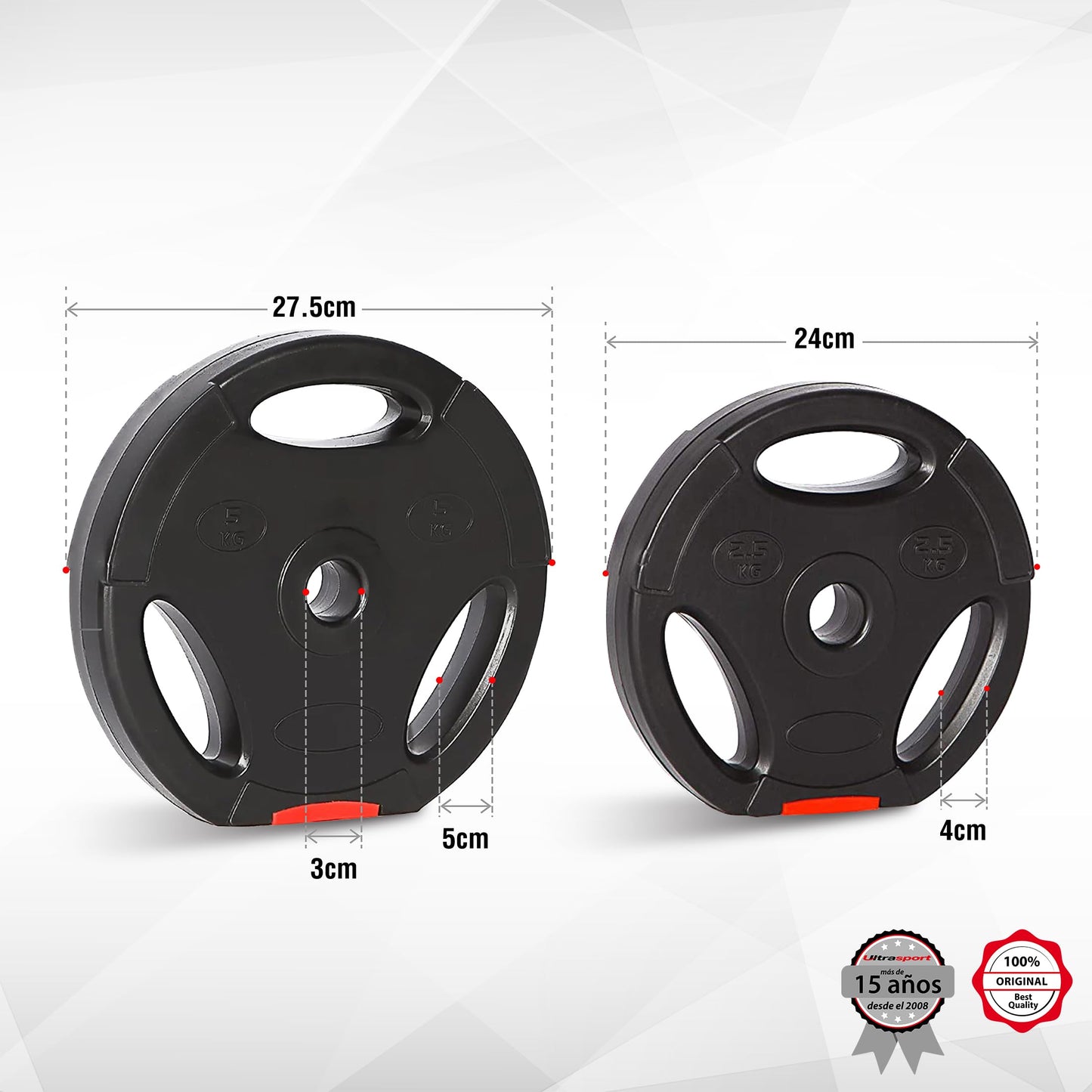 Ultrasport Placas de Peso, Unisex-Adulto, Negro, peso-15 Kg