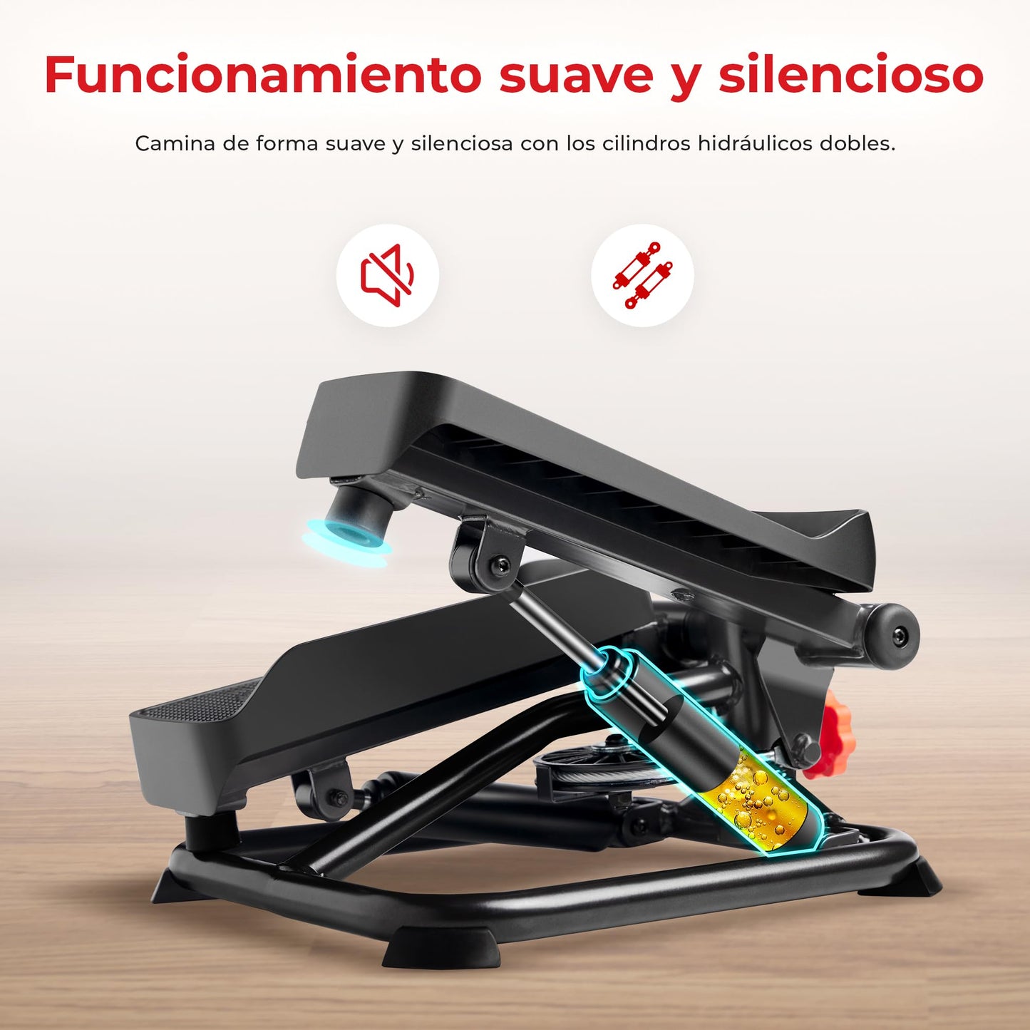 Sunny Health & Fitness - Stepper Inteligente para el hogar, de bajo Impacto y con Bandas de Resistencia - SF-S0978SMART