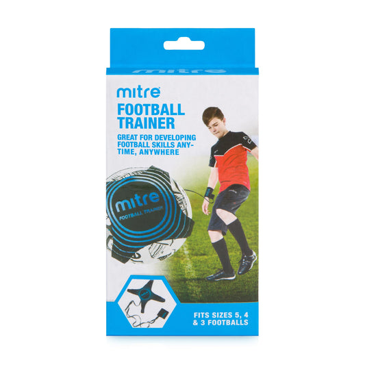 Mitre Entrenador de control y habilidades de fútbol, diseño ajustable, manos libres, talla única, negro/cian