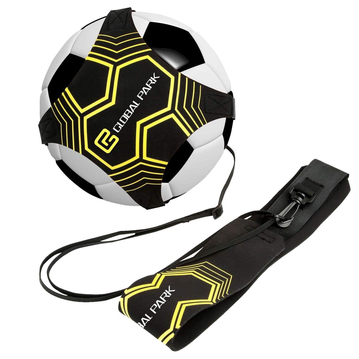 Global Park Fútbol/Voleibol/Rugby Kick Throw Trainer Solo Practice Training Habilidades de Control de Ayuda Cinturón de Cintura Ajustable para niños Adultos (Negro)