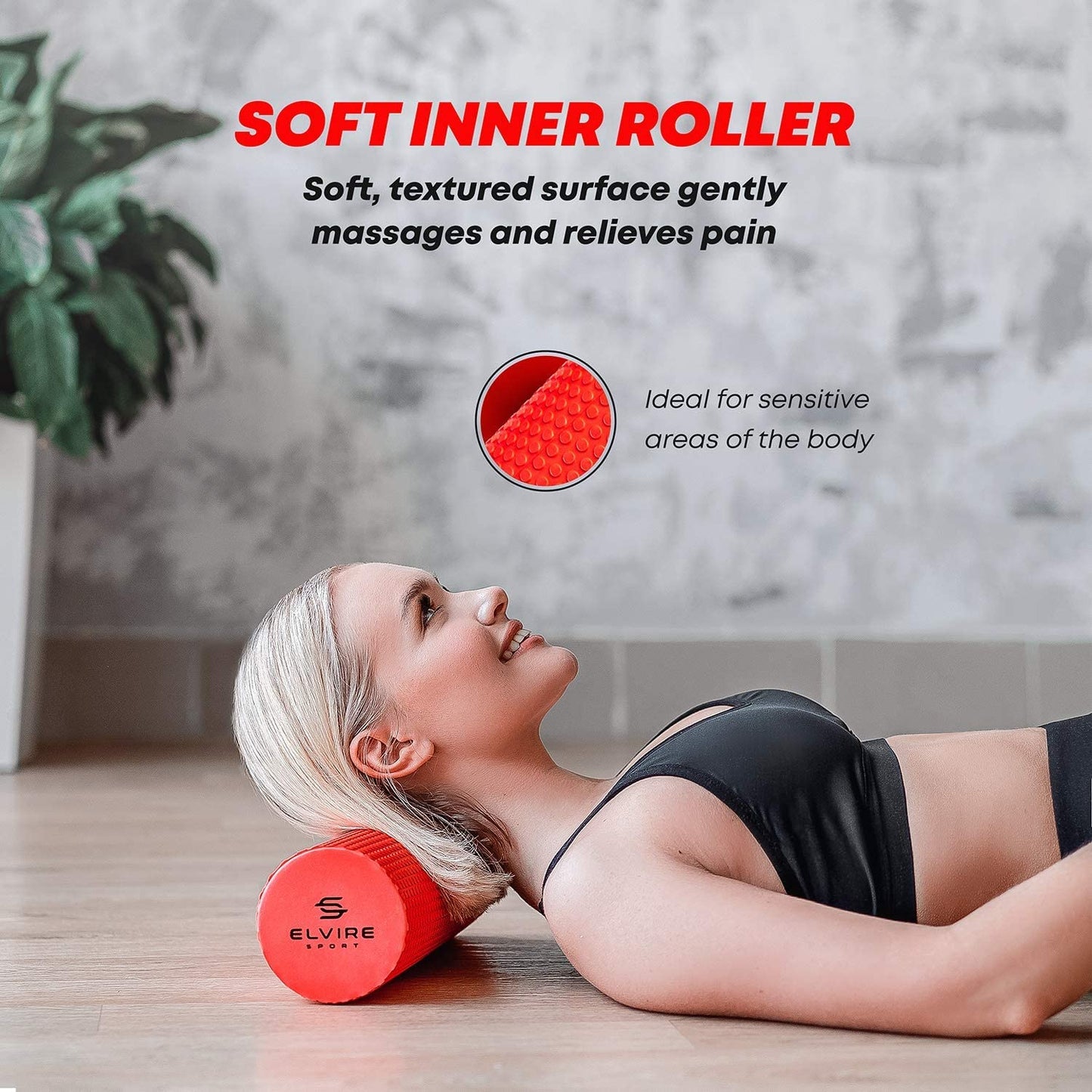 ELVIRE SPORT Rodillo de Masaje Muscular | Espuma Suave, Bola de Masaje para Pies | Alivia el Dolor de Espalda, Piernas y Fascitis Plantar | Yoga, Pilates