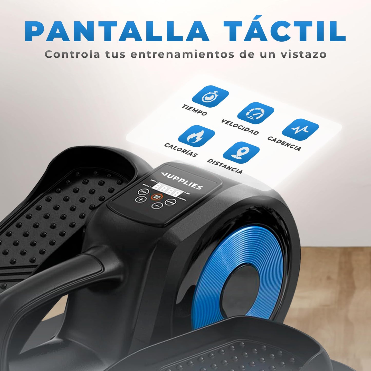 JUPPLIES Mini Eliptica Electrica de Fitness para Casa - Pedaleador Electrico Bajo Escritorio Silenciosa y Portatil con Control Remoto y 2 Bandas de Resistencia- Maquica Eleptica con 12 Velocidades