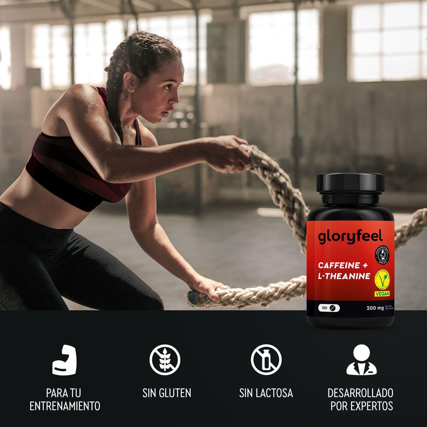 L-Teanina + Cafeína en Altas Dosis - 150 Tabletas con 200mg de Cafeína y 200mg de L Teanina de extracto de Té Verde por dosis diaria - 100% vegano y probado en laboratorio