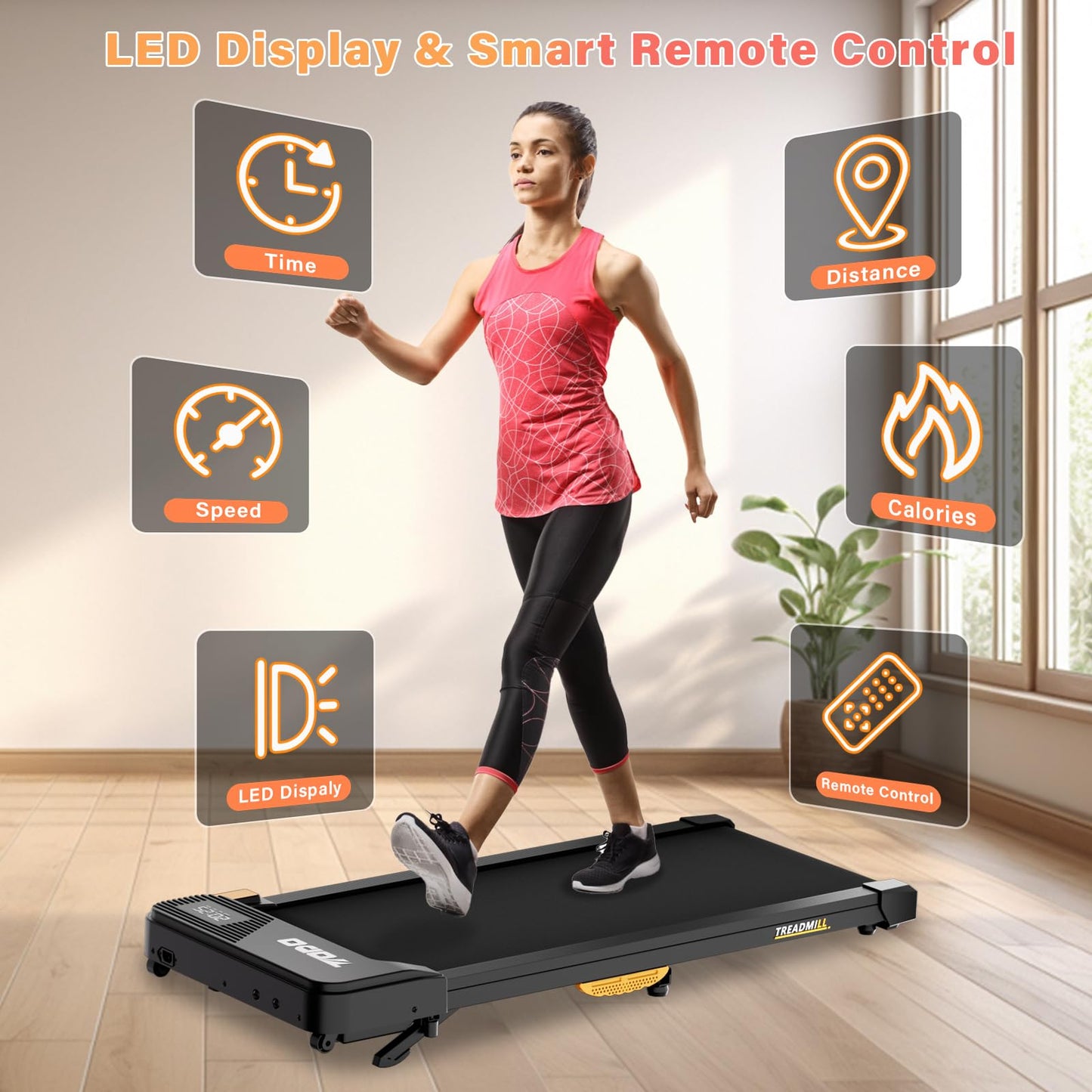 TODO Cinta de Correr Eléctrica con Inclinación, Walking Pad 1-6km/h con Control Remoto y App, para Hogar y Oficina, 2.5HP, Capacidad 120 kg