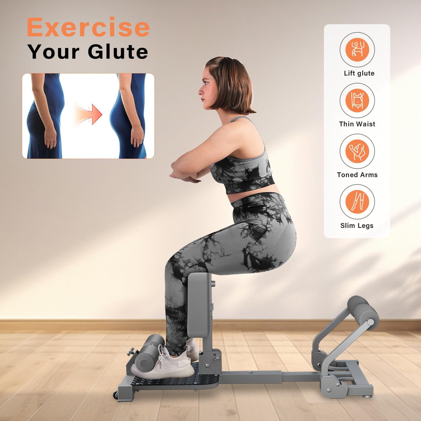 TODO Maquina Sissy Squat Multifunción, 3 in 1 máquina de Sentadillas, de Abdominales, de Ejercicio de piernas, Gimnasio en casa Carga máxima 120 kg