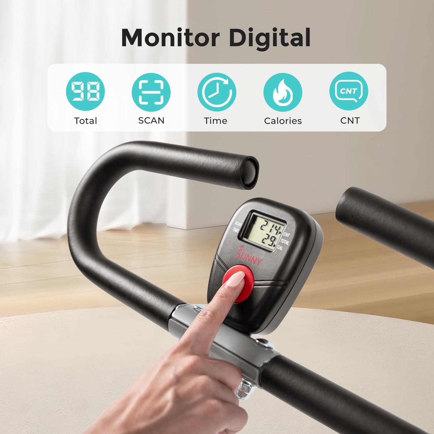 Sunny Health & Fitness Row-N-Ride Entrenador de Asistencia en Sentadillas para Entrenamiento de glúteos y piernas con Resistencia Ajustable - NO. 077S