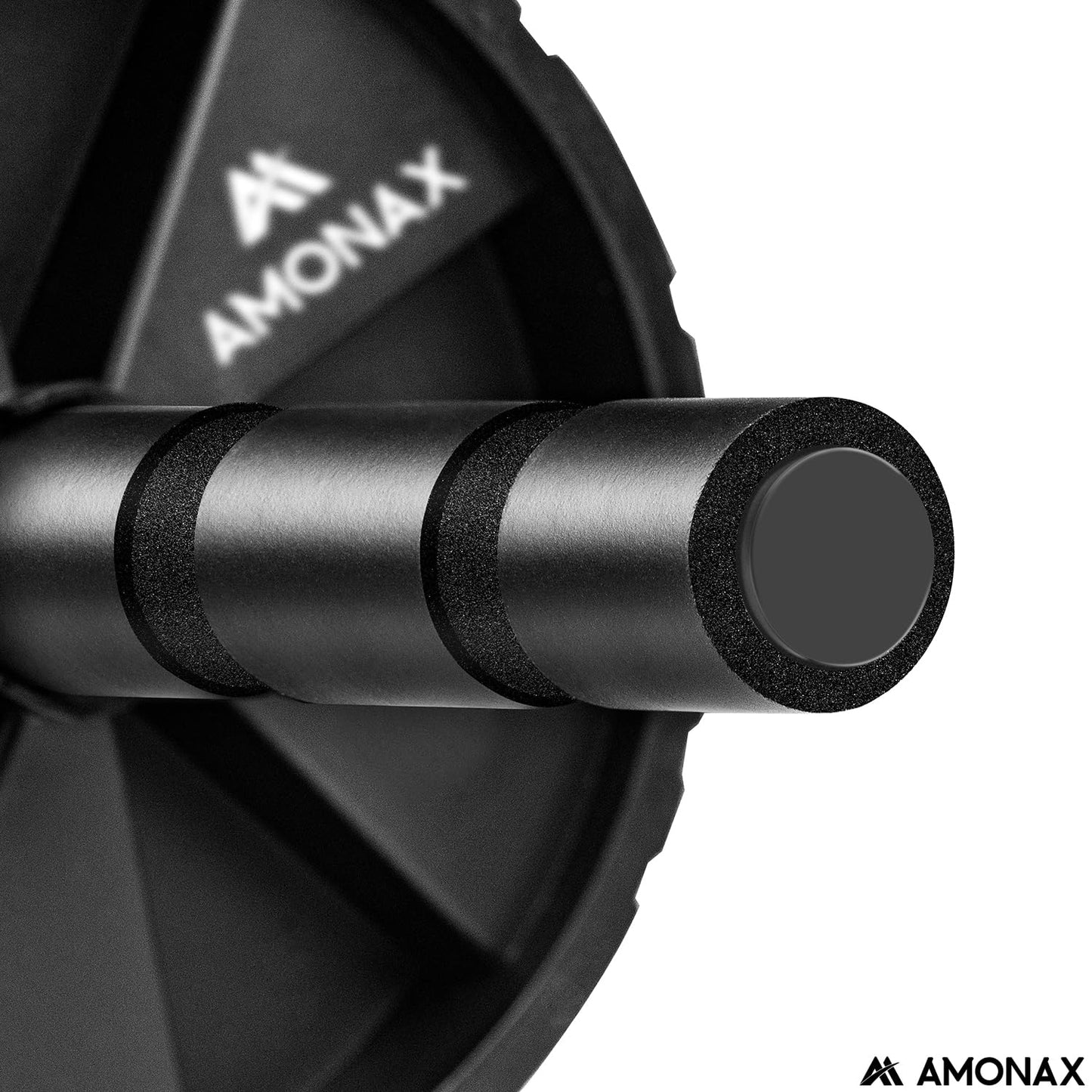 Amonax - Rodillo de rueda para abdominales con alfombrilla grande para ejercitar abdominales, doble rueda con modos de entrenamiento de fuerza dual en el gimnasio en casa (Negro)