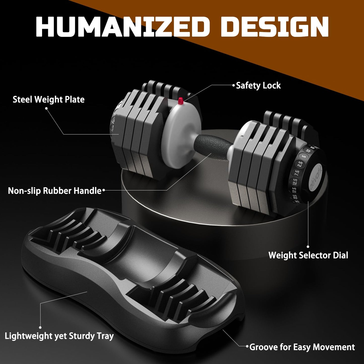 ATIVAFIT Mancuerna Ajustable para Gimnasio Home (Individual)-Ajuste Rápido de Peso con Mancuernas Musculacion, Levantamiento de Pesas, Entrenamiento