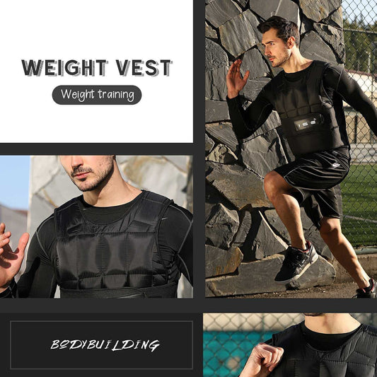 ISE Chaleco Lastrado Crossfit, Tejidos de Oxford, Chaleco Running, Chaleco Lastre con Pesas Ajustable, Weighted Vest con pesas 25kg, Chaleco Peso Entrenamiento negro, Chaleco Con Peso Para Entrenar