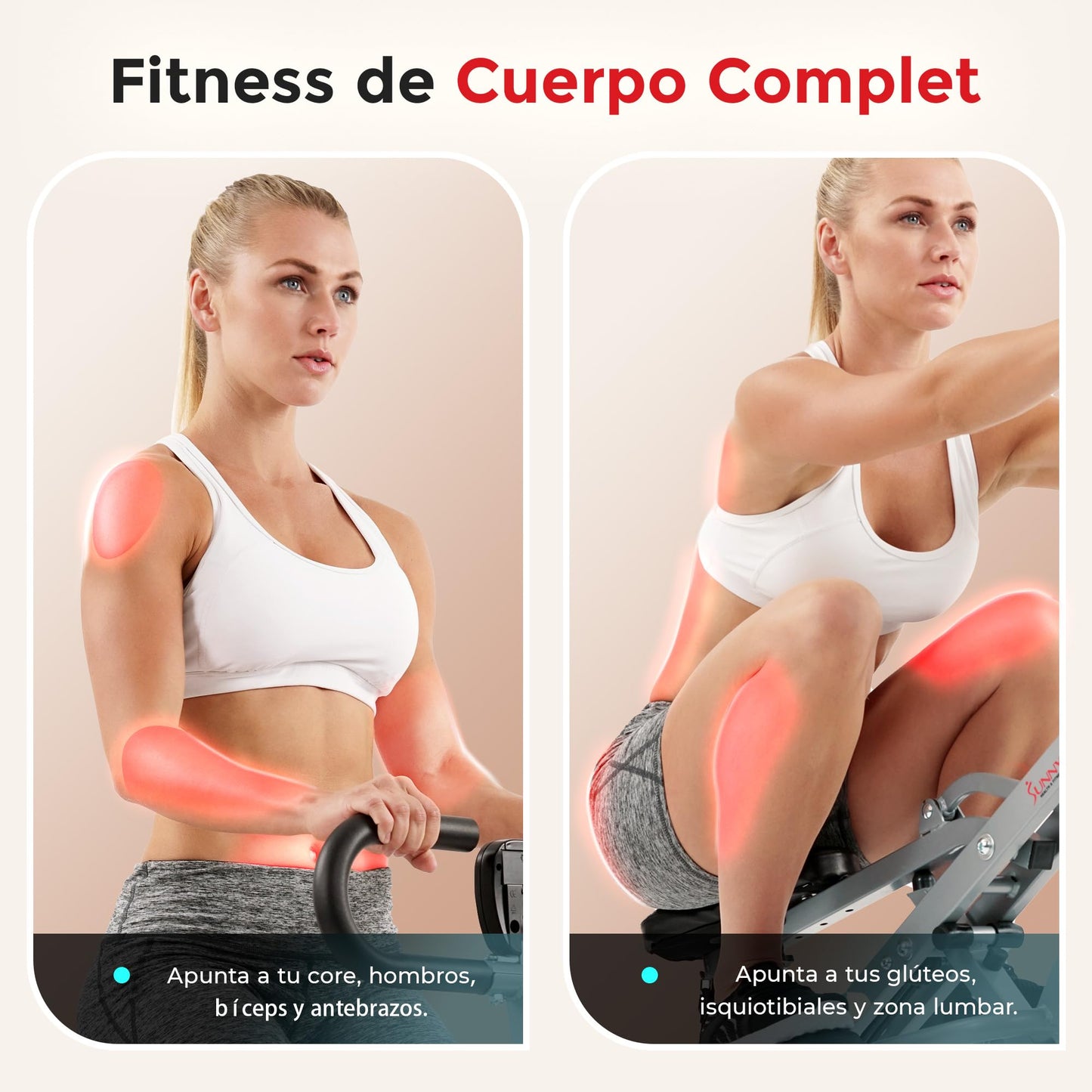 Sunny Health & Fitness Row-N-Ride Entrenador de Asistencia en Sentadillas para Entrenamiento de glúteos y piernas con Resistencia Ajustable - NO. 077S