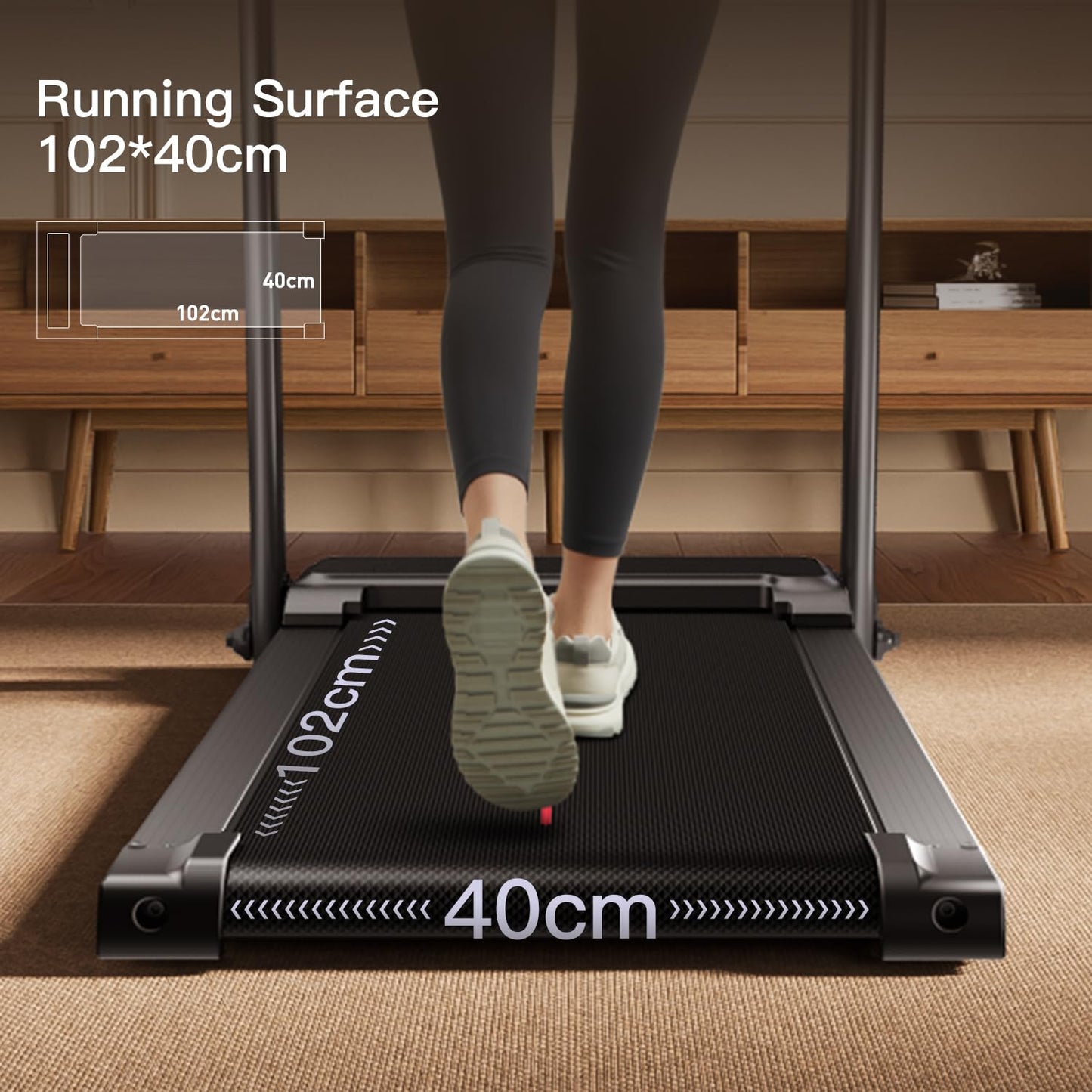 CURSOR Fitness Cinta de Correr para Casa Plegable 14km/h, Cintas de Correr con Pulsómetro y Motor Silencioso Mejorado, Treadmill para Casa con 12 Programas de Entrenamiento, Carga Máxima 136KG