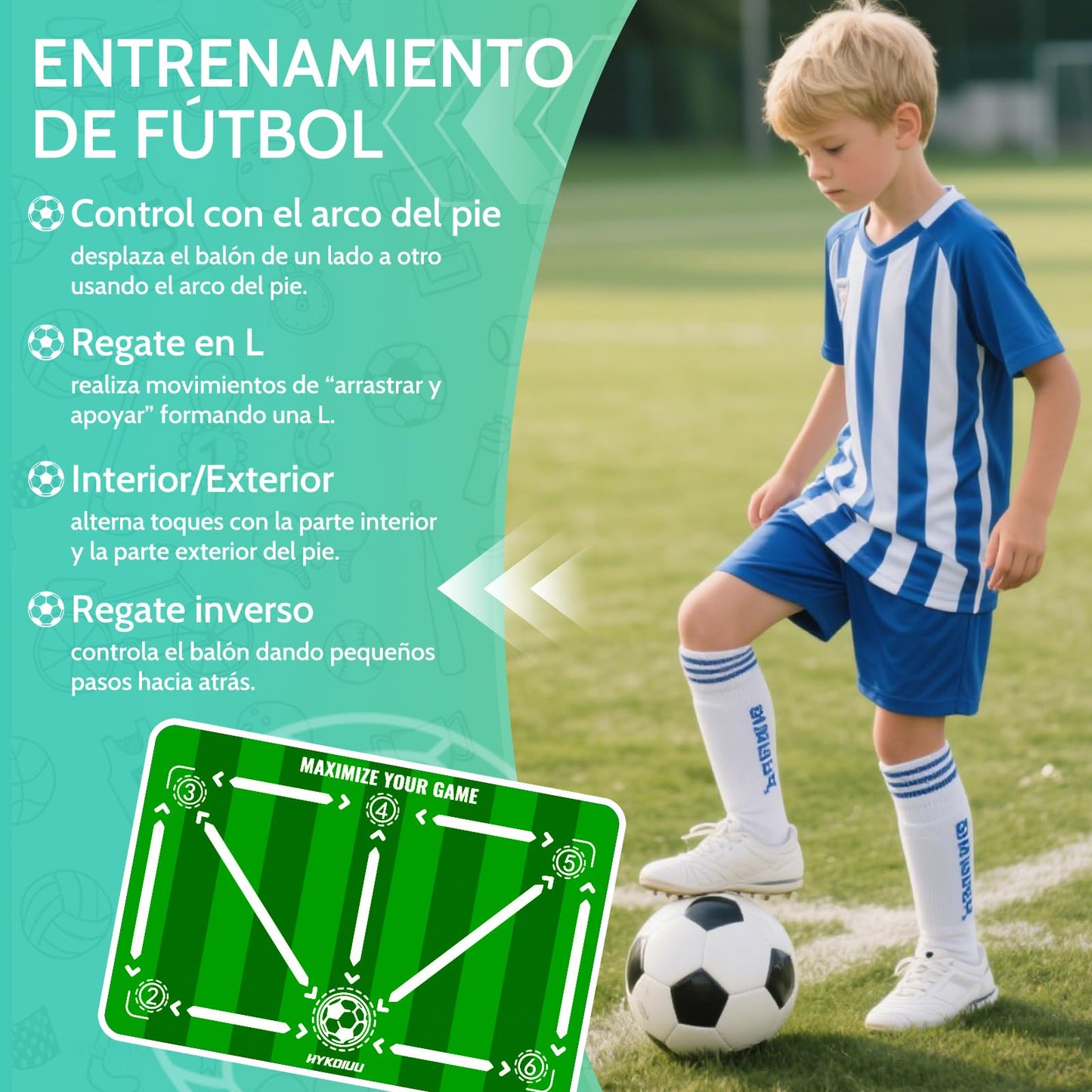 Alfombra Entrenamiento Futbol Con Kick Throw Trainer Didáctico 90x60cm Alfombra Futbol Entrenamiento Profesional – Tapete De Entrenamiento De Pasos, Manta De Campo De Esquinay Tapete De Fútbol