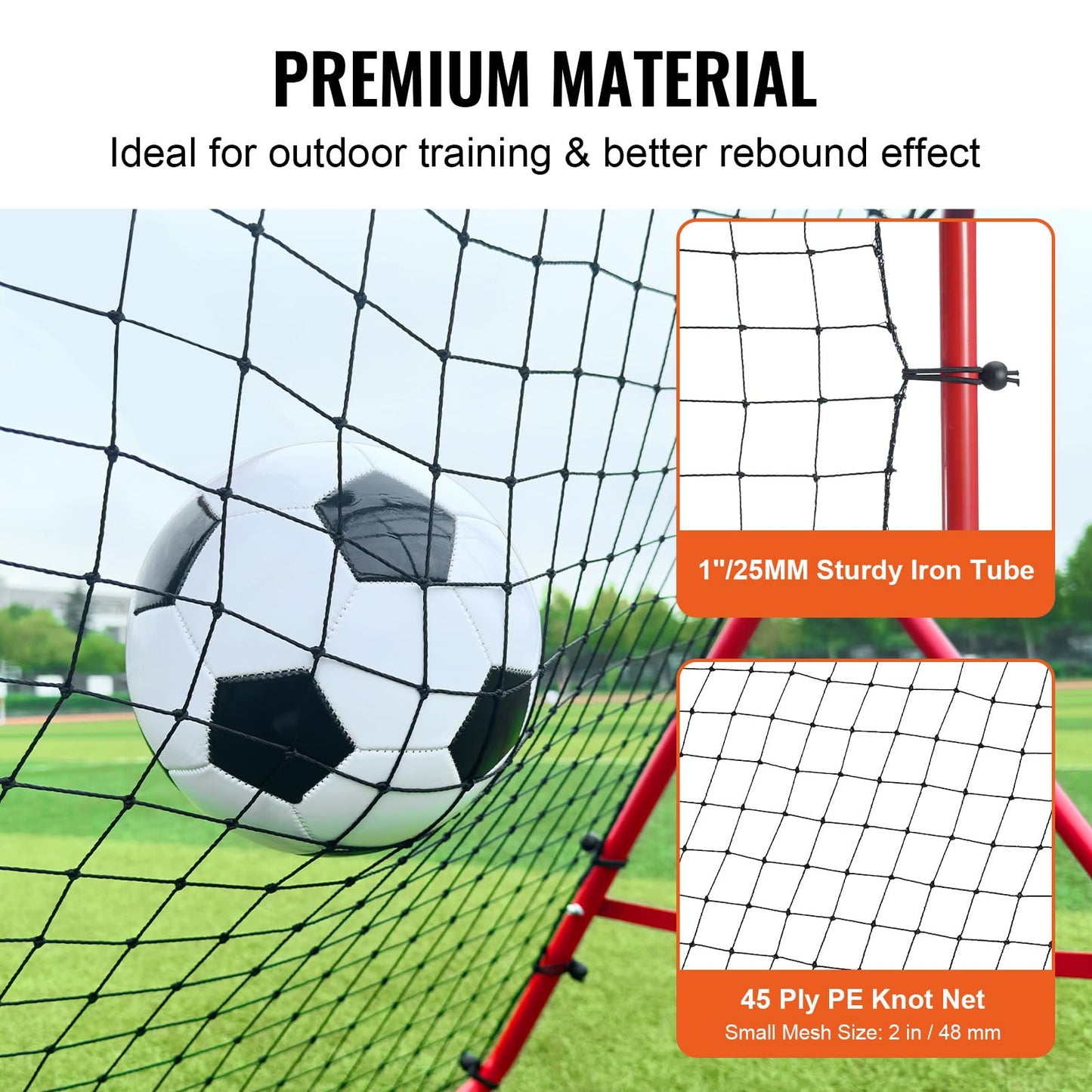 VEVOR Portería de Fútbol 1 x 1 m Red Reboteadora de Fútbol Portátil Ángulo Ajustable Tubo de Hierro Red de PE Instalación Fácil Equipo Deportivo para Niños, Adolescentes y Todas Las Edades