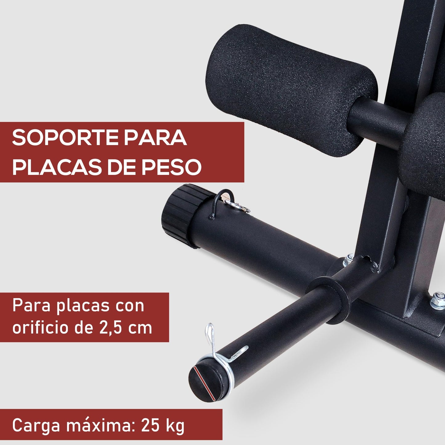 HOMCOM Banco de Pesas Banco de Musculación Respaldo Inclinable de 7 Niveles y Extensión de Pierna Cojín de Predicador y Banda de Resistencia para Entrenamiento Completo Gimnasia en Casa
