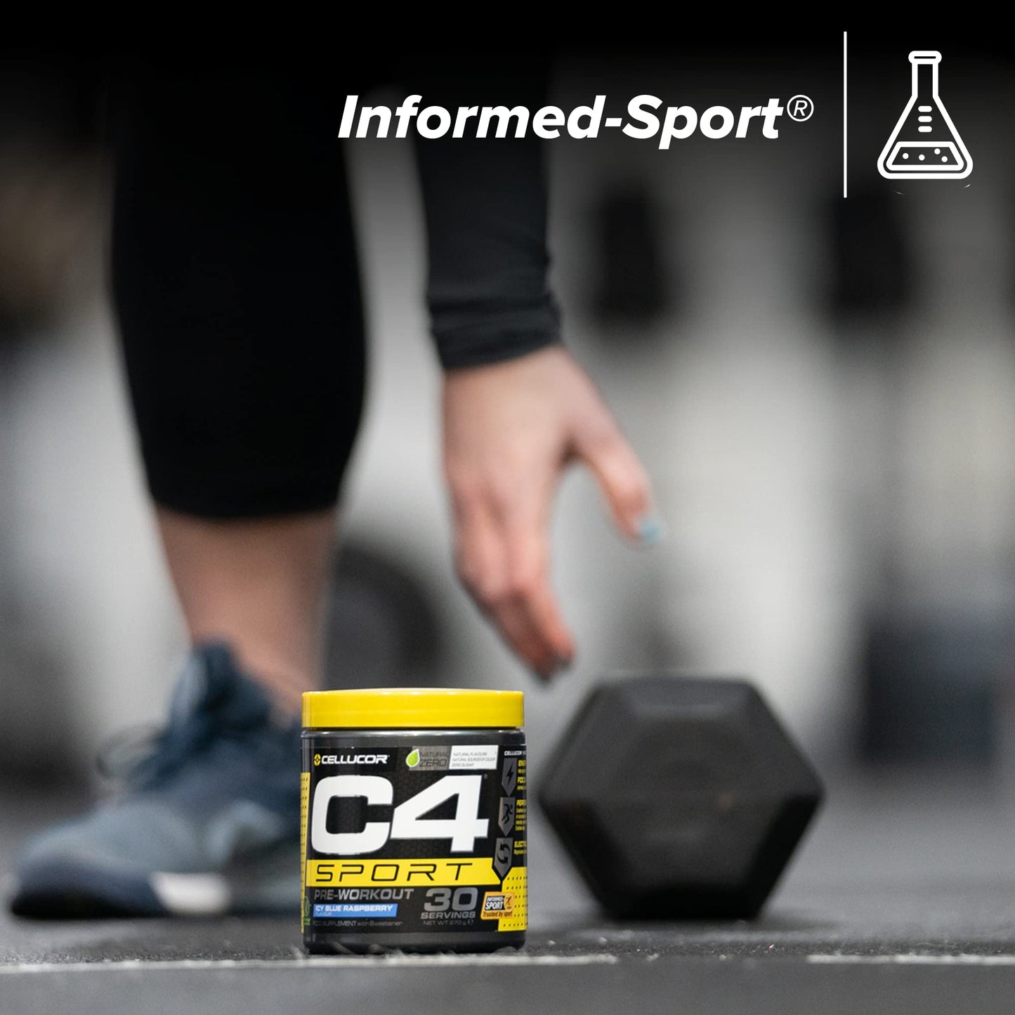 C4 Sport - Suplemento en polvo para preentrenamiento - Frambuesa azul | Bebida energética para antes de entrenar | 135 mg de cafeína + beta alanina + creatina | 30 raciones