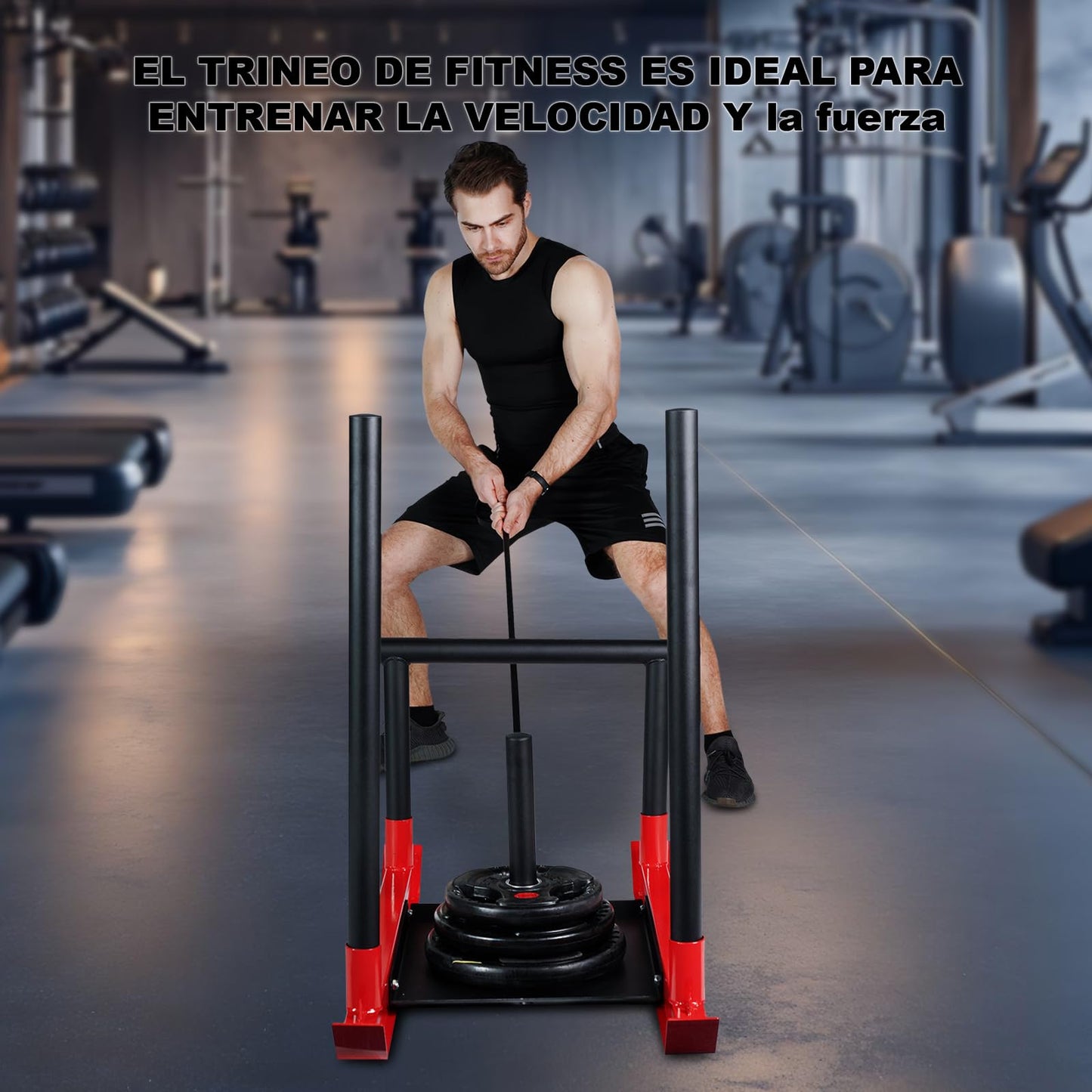 EIGFOH Trineo de Peso para Entrenamiento de Pesas,Entrenamiento de fuerza y fitness Trineo de refuerzo de velocidad, Trineo Fuerza,Trineo Para