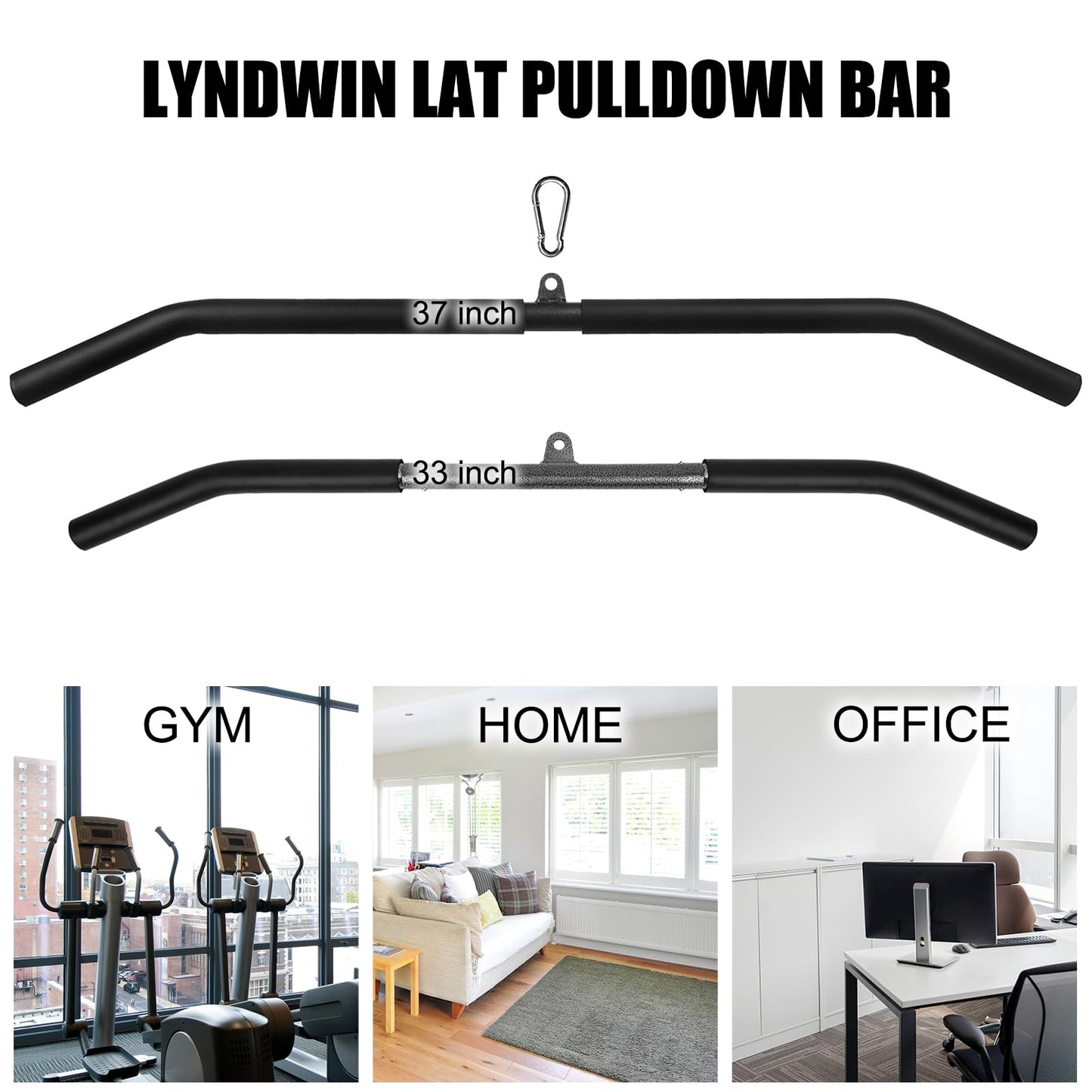 Barra Poleas Gym, Barra Poleas Gimnasio en Casa para Lat Pulldown Máquinas Barra Espalda Polea con Mosquetón Barra Dorsal Polea Entrenamiento de los Hombros, Espalda, Tríceps (85cm)