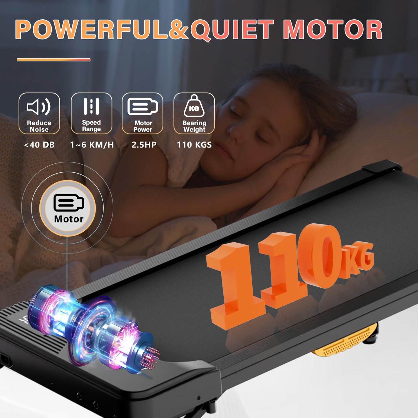 TODO Cinta de Correr Eléctrica con Inclinación, Walking Pad 1-6km/h con Control Remoto y App, para Hogar y Oficina, 2.5HP, Capacidad 120 kg
