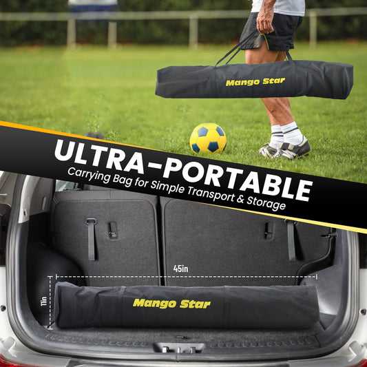 MangoStar Red de fútbol portátil plegable con base de metal para el hogar, patio trasero, entrenamiento de práctica de campo de fútbol con bolsa de transporte